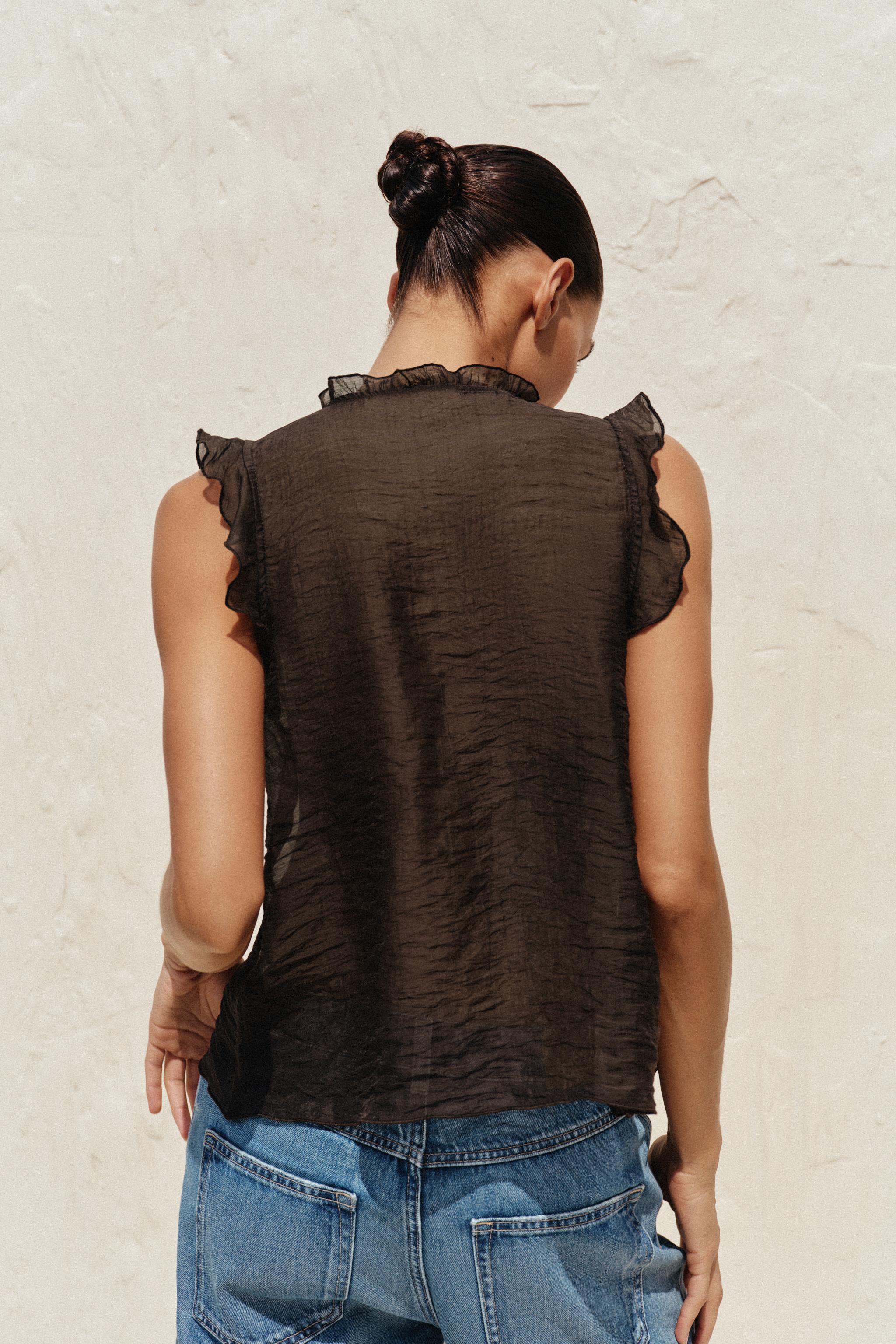 SEMI-SHEER RUFFLED TOP